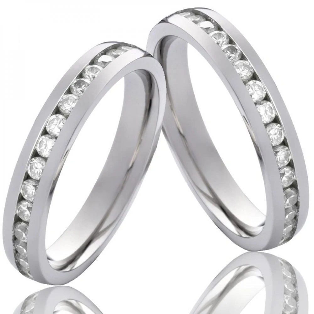 Edelstahlringe E092 mit Zirkonia und Gravur